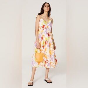 Peter Som White & Floral Midi Dress 6